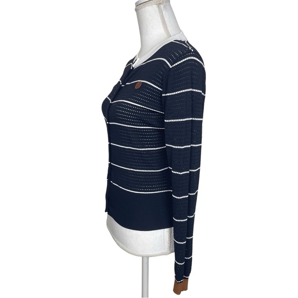 SELFWHO Black Openwork Knit Sweater Long Sleeve T-shirt Size Small - Picture 8 of 16